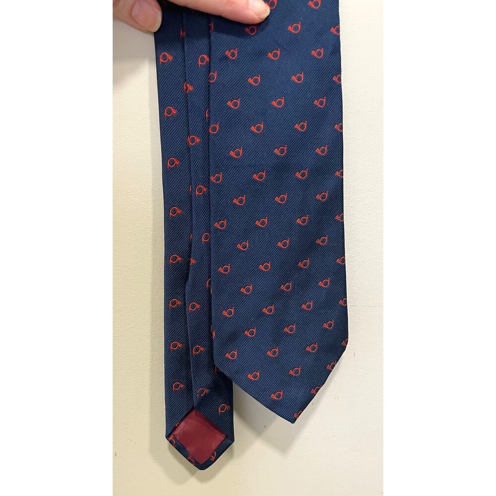 D.J. Showalter Silk Tie Navy Red Horn Preppy Suit Professional